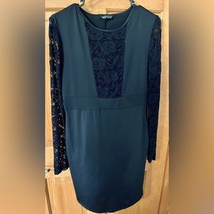 Shein Black Dress with Lace Details Size Large